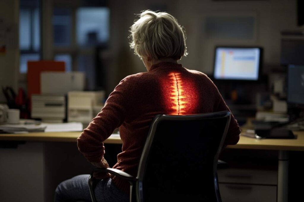 femme qui a des douleurs chroniques de dos