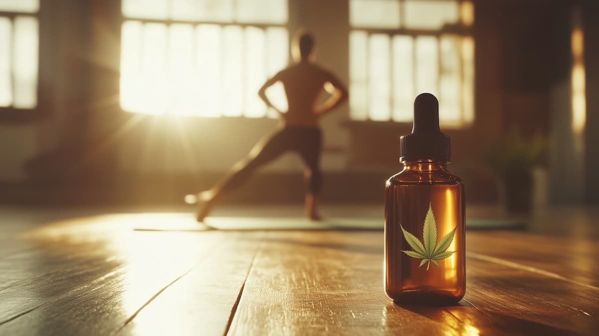 Huile cbd et honme faisant de l'exercice