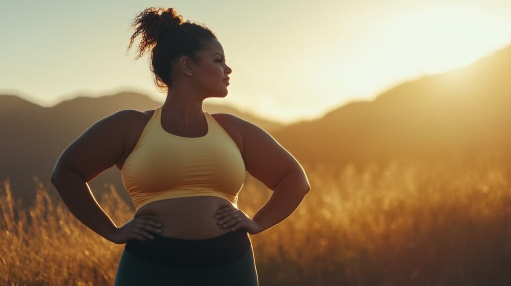 Femme en surpoids qui fait du sport